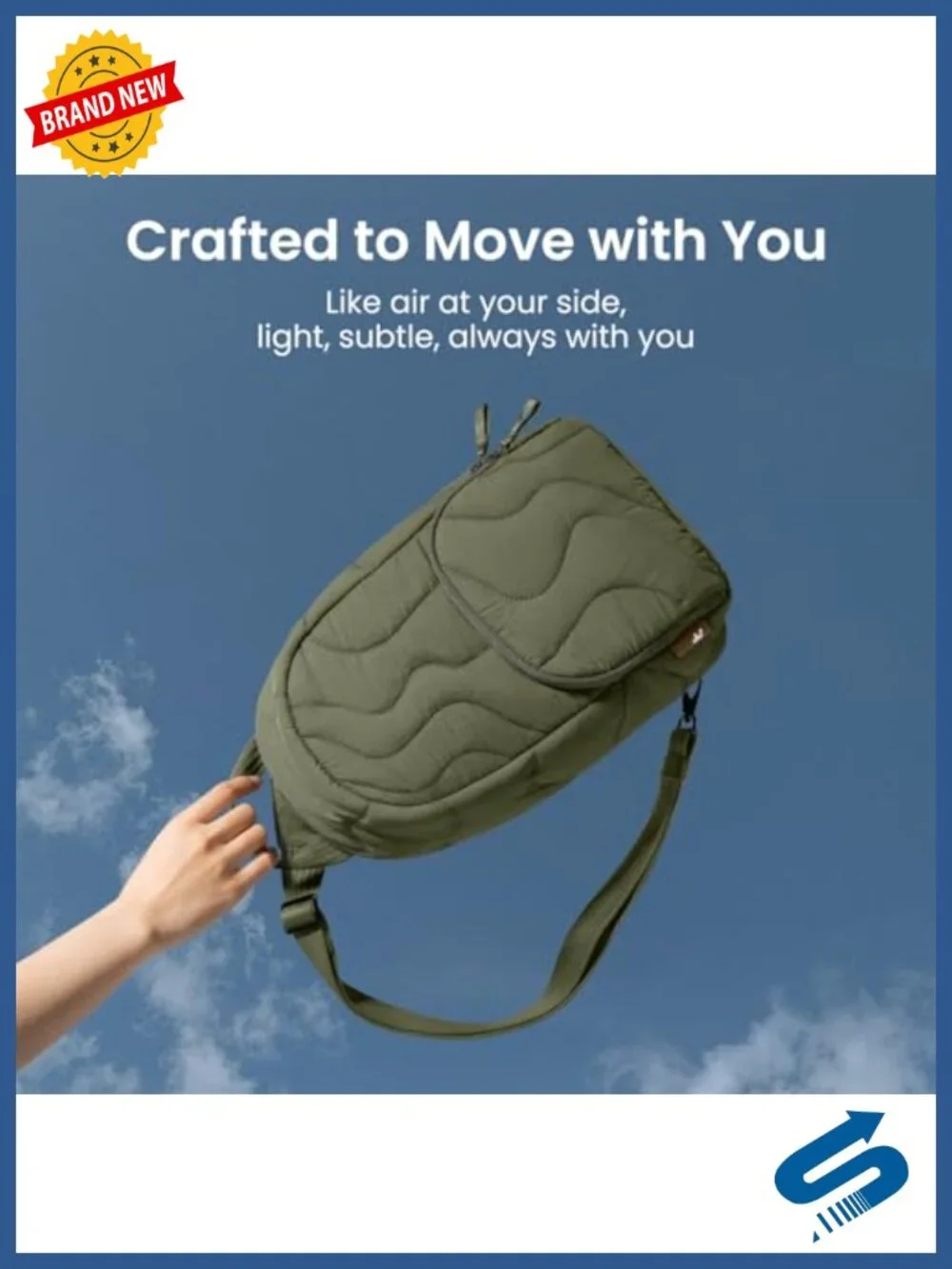 Puffy Sling Backpack with Laptop Compartment, Quilted Crossbody Travel Daypack